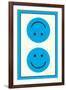 Blue Opposed Happy Faces-null-Framed Art Print