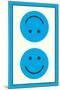 Blue Opposed Happy Faces-null-Mounted Art Print