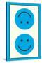 Blue Opposed Happy Faces-null-Stretched Canvas