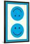 Blue Opposed Happy Faces-null-Framed Art Print