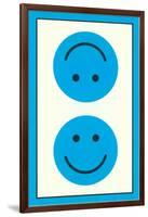 Blue Opposed Happy Faces-null-Framed Art Print