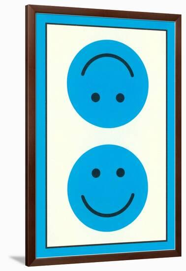 Blue Opposed Happy Faces-null-Framed Art Print