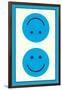Blue Opposed Happy Faces-null-Framed Art Print
