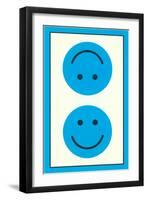 Blue Opposed Happy Faces-null-Framed Art Print