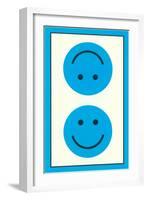 Blue Opposed Happy Faces-null-Framed Art Print