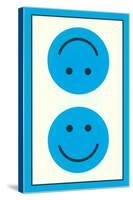 Blue Opposed Happy Faces-null-Stretched Canvas