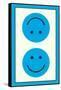 Blue Opposed Happy Faces-null-Framed Stretched Canvas