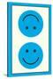 Blue Opposed Happy Faces-null-Stretched Canvas