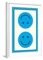 Blue Opposed Happy Faces-null-Framed Art Print