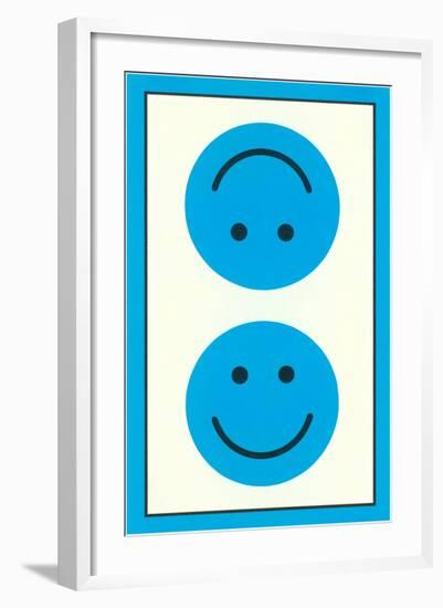 Blue Opposed Happy Faces-null-Framed Art Print