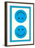 Blue Opposed Happy Faces-null-Framed Art Print