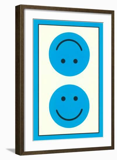 Blue Opposed Happy Faces-null-Framed Art Print