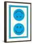 Blue Opposed Happy Faces-null-Framed Art Print