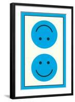 Blue Opposed Happy Faces-null-Framed Art Print