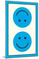 Blue Opposed Happy Faces-null-Mounted Art Print