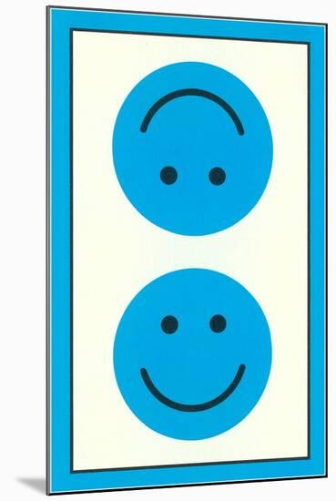 Blue Opposed Happy Faces-null-Mounted Art Print