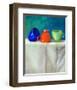 Blue Orangegreen Retro Teacups-null-Framed Art Print