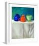 Blue Orangegreen Retro Teacups-null-Framed Art Print