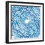 Blue Ornate Doodle Foliage Circle Seamless Pattern-Elena Solovova-Framed Photographic Print