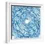 Blue Ornate Doodle Foliage Circle Seamless Pattern-Elena Solovova-Framed Photographic Print