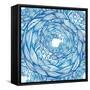 Blue Ornate Doodle Foliage Circle Seamless Pattern-Elena Solovova-Framed Stretched Canvas