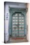 Blue-painted door, Jojawar, Rajasthan, India.-Inger Hogstrom-Stretched Canvas