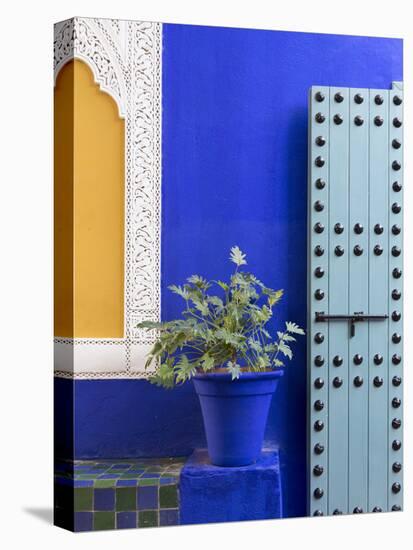 Blue Paintwork, Jardin Majorelle, Owned by Yves St. Laurent, Marrakech, Morocco-Stephen Studd-Stretched Canvas