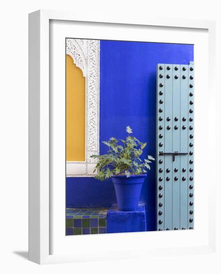 Blue Paintwork, Jardin Majorelle, Owned by Yves St. Laurent, Marrakech, Morocco-Stephen Studd-Framed Photographic Print