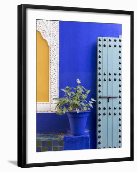 Blue Paintwork, Jardin Majorelle, Owned by Yves St. Laurent, Marrakech, Morocco-Stephen Studd-Framed Photographic Print