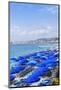 Blue parasols on the beach, Promenade des Anglais, Nice, Alpes Maritimes, Cote d'Azur, Provence, Fr-Fraser Hall-Mounted Photographic Print