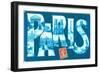 Blue Paris Large Letter-null-Framed Art Print