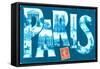 Blue Paris Large Letter-null-Framed Stretched Canvas