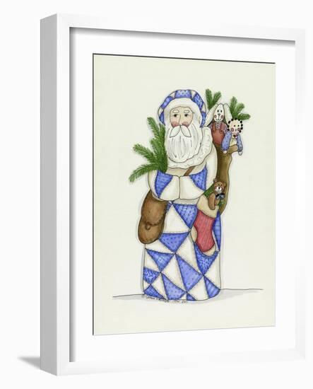 Blue Patchwork Santa-Debbie McMaster-Framed Giclee Print