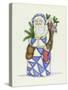 Blue Patchwork Santa-Debbie McMaster-Stretched Canvas