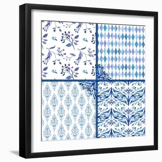 Blue Patterns-Irina Trzaskos Studio-Framed Giclee Print
