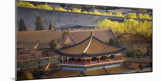 Blue Pavilion Green Trees Forbidden City, Beijing, China-William Perry-Mounted Photographic Print