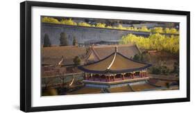 Blue Pavilion Green Trees Forbidden City, Beijing, China-William Perry-Framed Premium Photographic Print