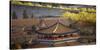 Blue Pavilion Green Trees Forbidden City, Beijing, China-William Perry-Stretched Canvas