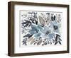 Blue & Paynes Blooms I-Jennifer Goldberger-Framed Art Print