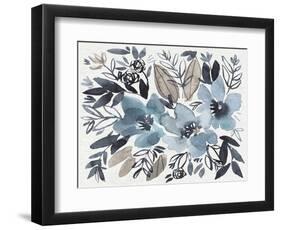 Blue & Paynes Blooms I-Jennifer Goldberger-Framed Art Print