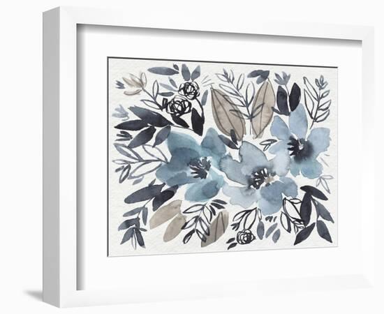 Blue & Paynes Blooms I-Jennifer Goldberger-Framed Art Print