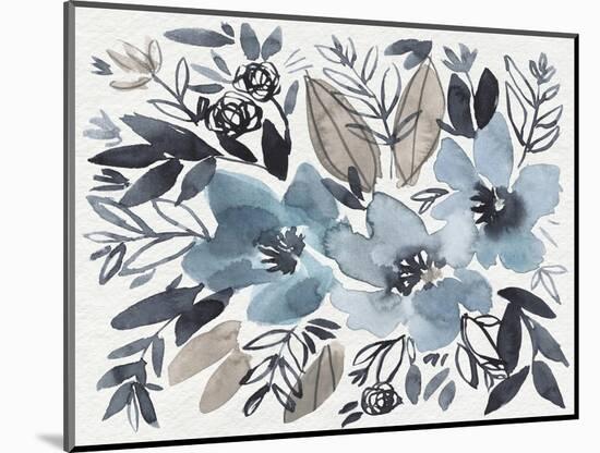 Blue & Paynes Blooms I-Jennifer Goldberger-Mounted Art Print