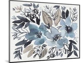 Blue & Paynes Blooms I-Jennifer Goldberger-Mounted Art Print