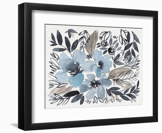 Blue & Paynes Blooms II-Jennifer Goldberger-Framed Art Print