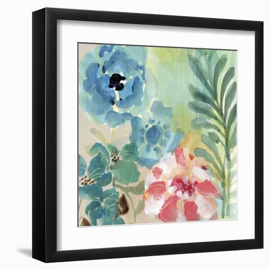 Blue Peach Floral I-Gayle Kabaker-Framed Giclee Print