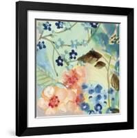 Blue Peach Floral II-Gayle Kabaker-Framed Giclee Print