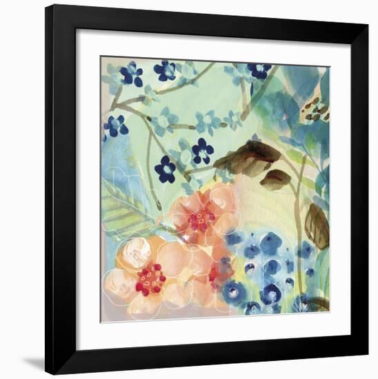 Blue Peach Floral II-Gayle Kabaker-Framed Giclee Print