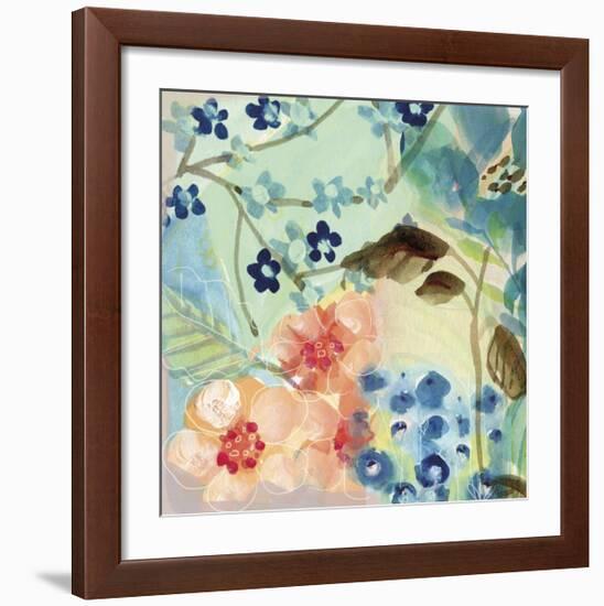 Blue Peach Floral II-Gayle Kabaker-Framed Giclee Print