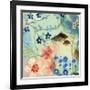 Blue Peach Floral II-Gayle Kabaker-Framed Giclee Print