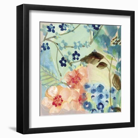 Blue Peach Floral II-Gayle Kabaker-Framed Giclee Print